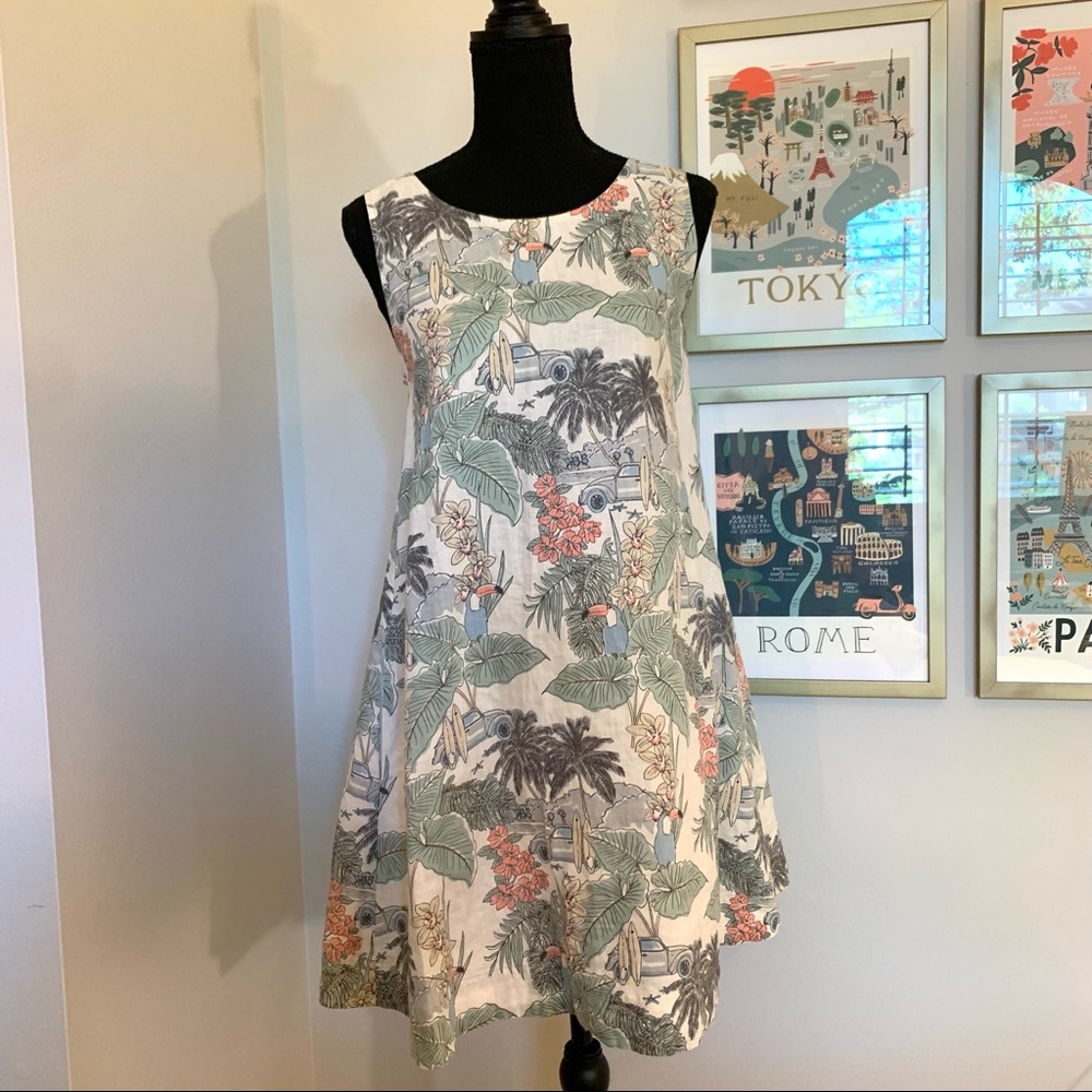 Artisan NY Tropical Hawaiian Print Dress